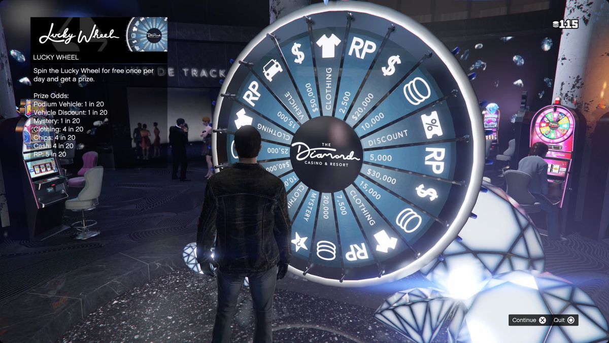 GTA Online player at the Lucky Wheel in the Diamond Casino