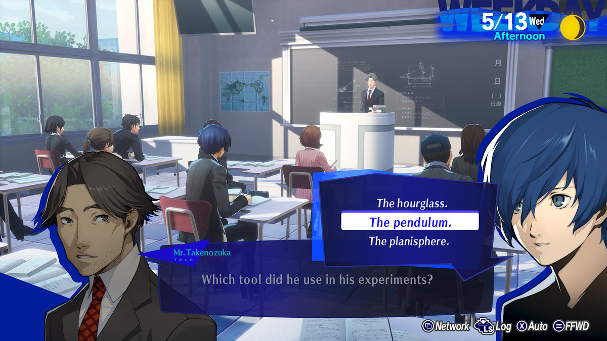 The Persona 3 Reload protagonist answers a classroom question