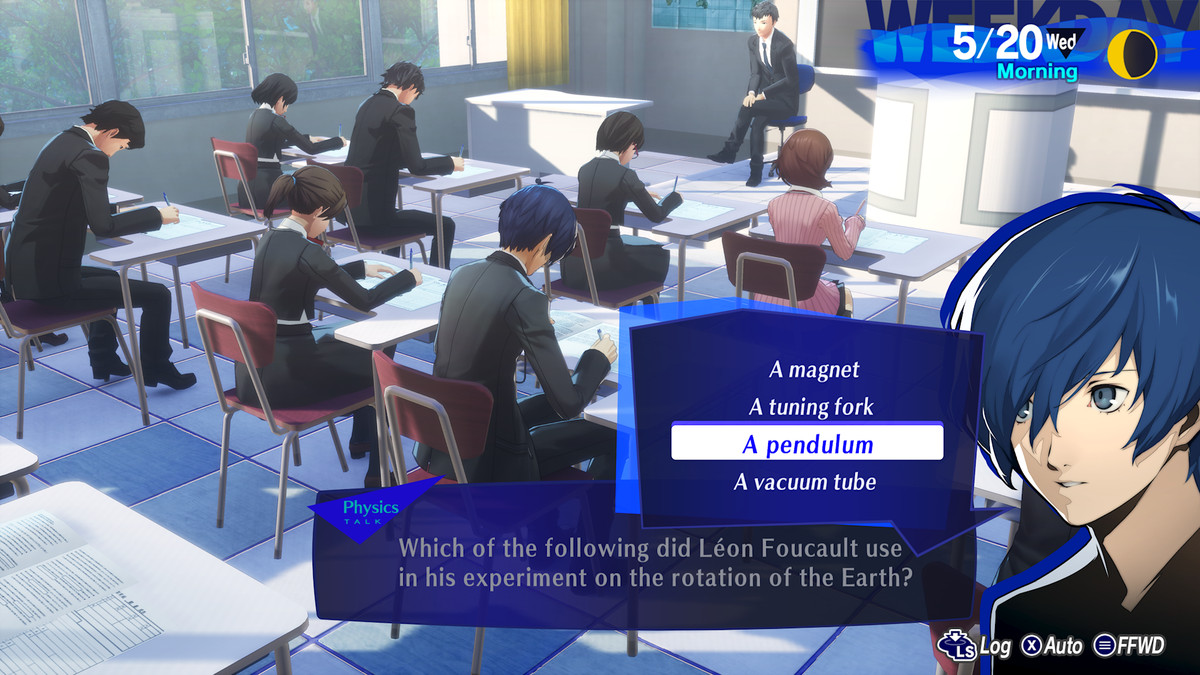 The Persona 3 Reload protagonist takes an exam