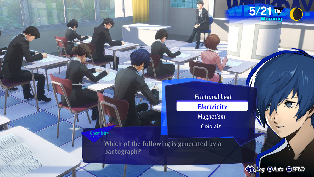 The Persona 3 Reload protagonist takes an exam