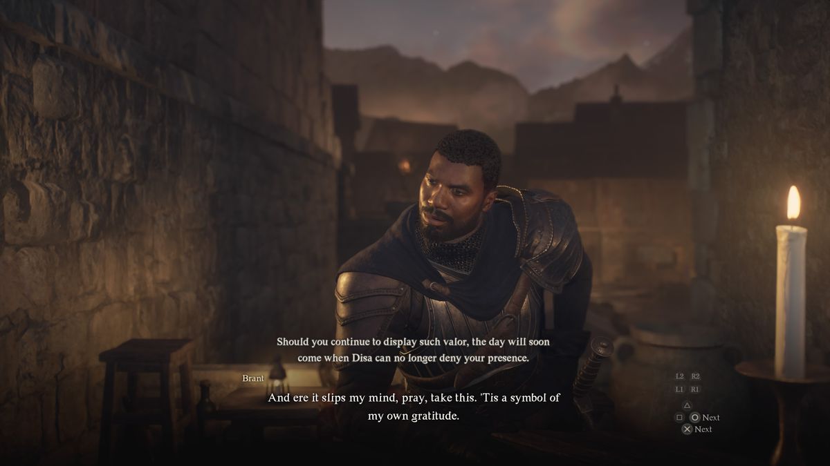 Captain Brant speaks to the Arisen about a plot in Dragon’s Dogma 2