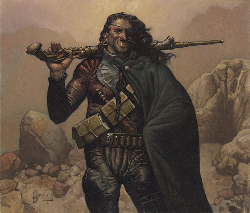 Mark Zug used a classic painting — Pyle’s The Bucanneer — for this striking image of an Arrakeen smuggler.