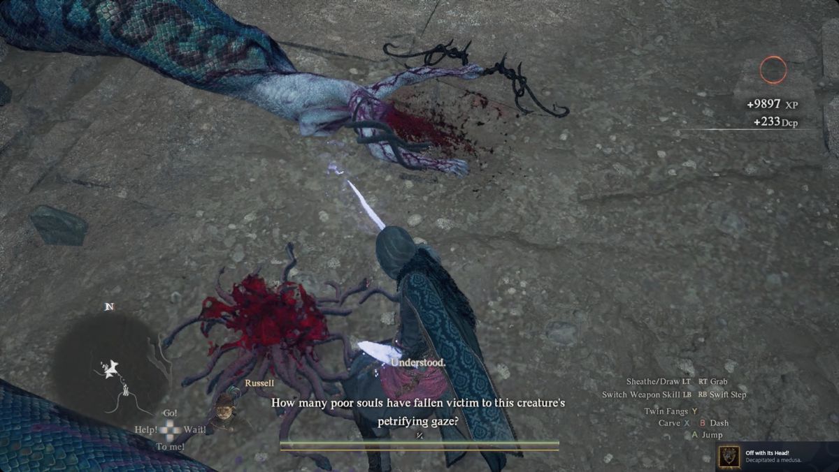 Dragon’s Dogma 2 player decapitating the Medusa