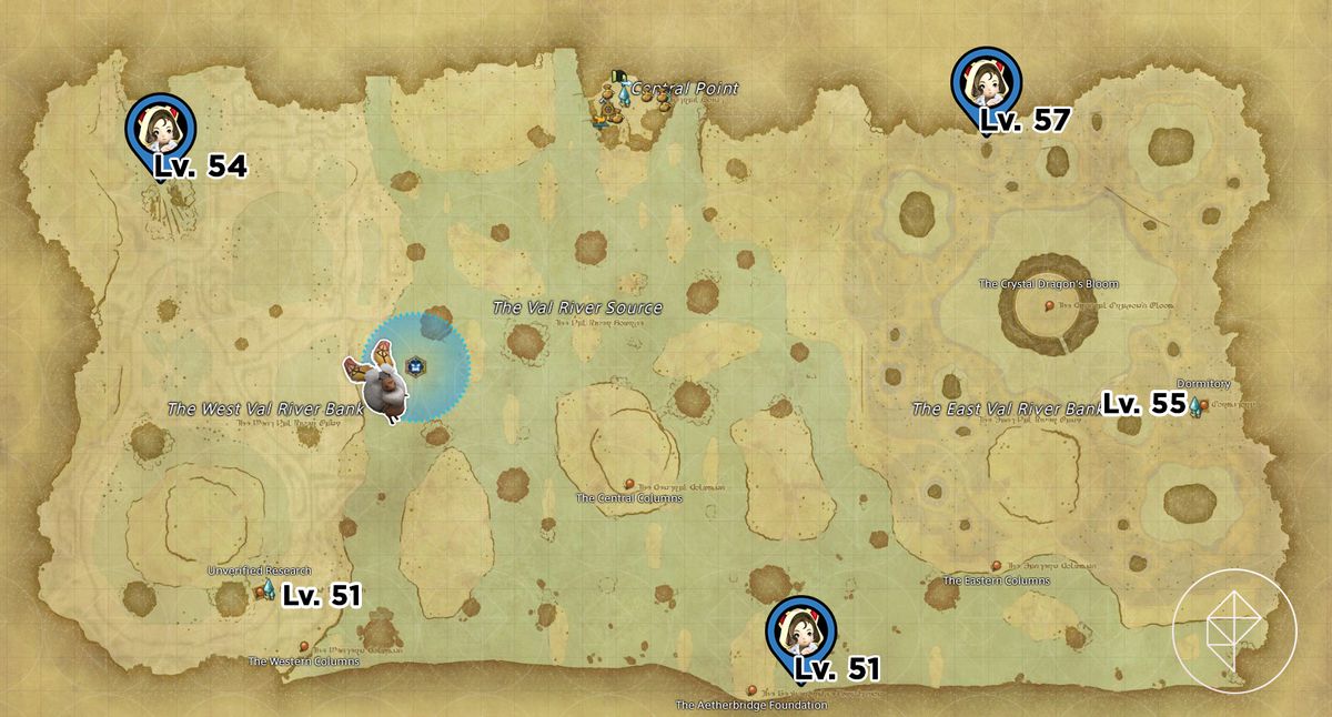 A map of Eureka Hydatos in FFXIV