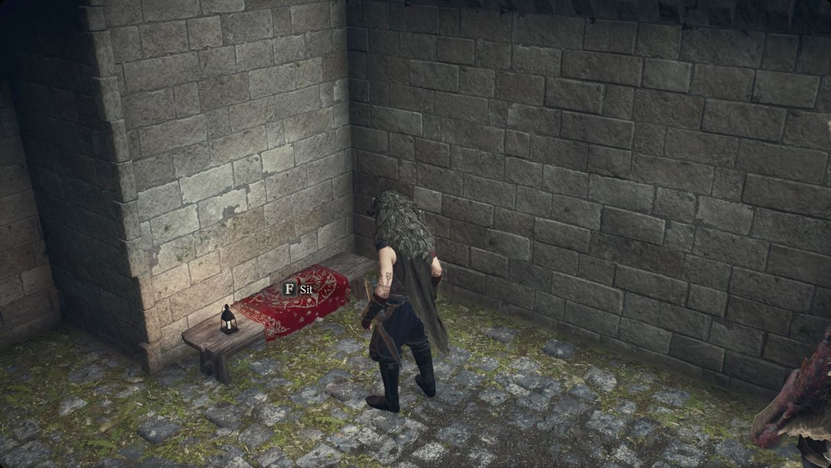 Dragon’s Dogma 2 player approaching a bench