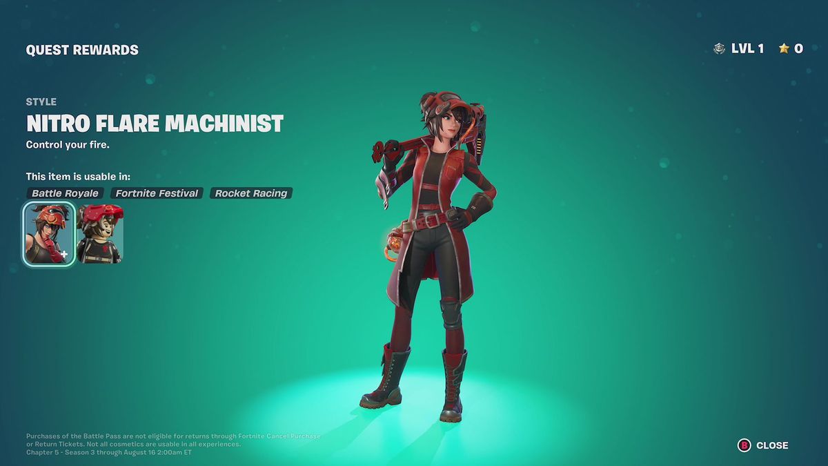 Nitro Flare Machinist&nbsp;in Fortnite Chapter 5 Season 3’s battle pass