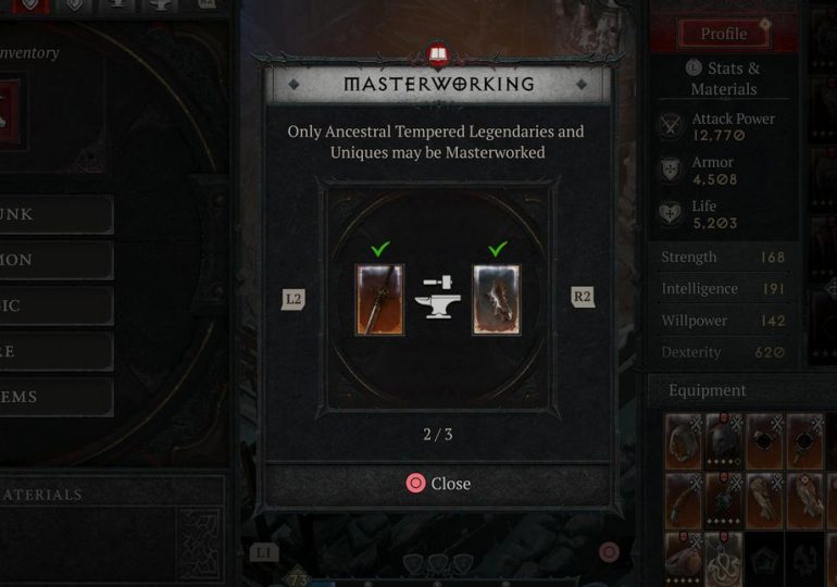 How to unlock Masterworking in Diablo 4 plus all Masterwork ranks list