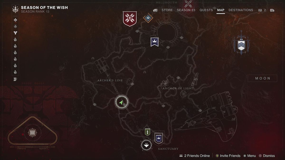 Moon destination map in Destiny 2