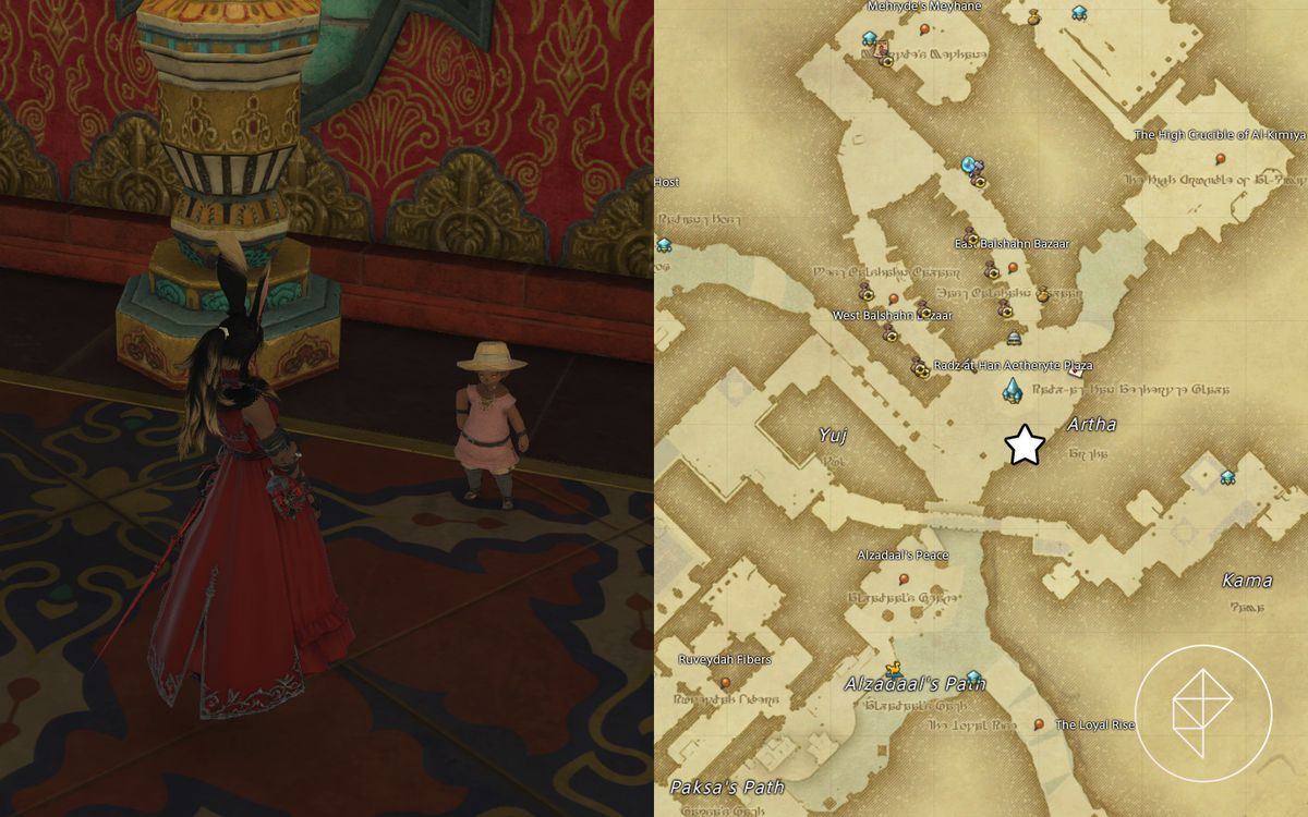 A FFXIV map showing where to find Excitable Youth in Radz-at-Han