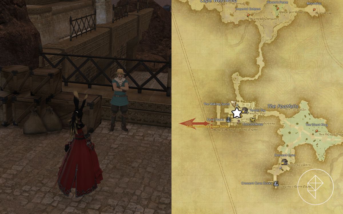 A FFXIV map showing where to find Nedrick Ironheart in Western Thanalan