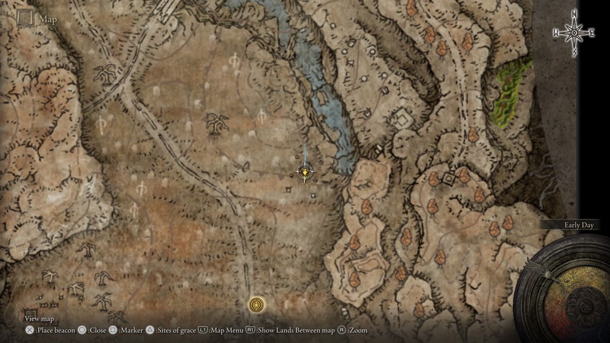 A map showing the location of a weapon in Elden Ring: Shadow of the Erdtree