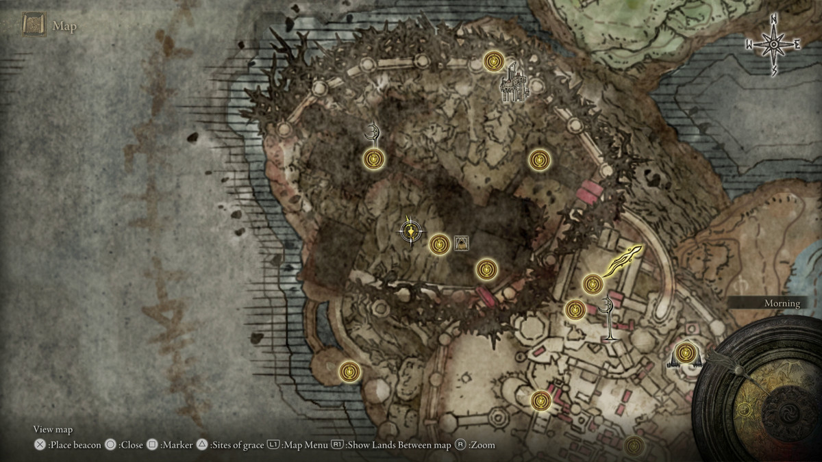 A map showing the location of a boss in Elden Ring: Shadow of the Erdtree