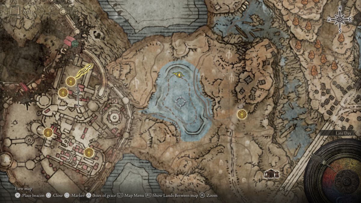 A map showing the location of a boss in Elden Ring: Shadow of the Erdtree