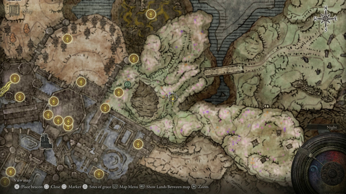 A map showing the location of a boss in Elden Ring: Shadow of the Erdtree