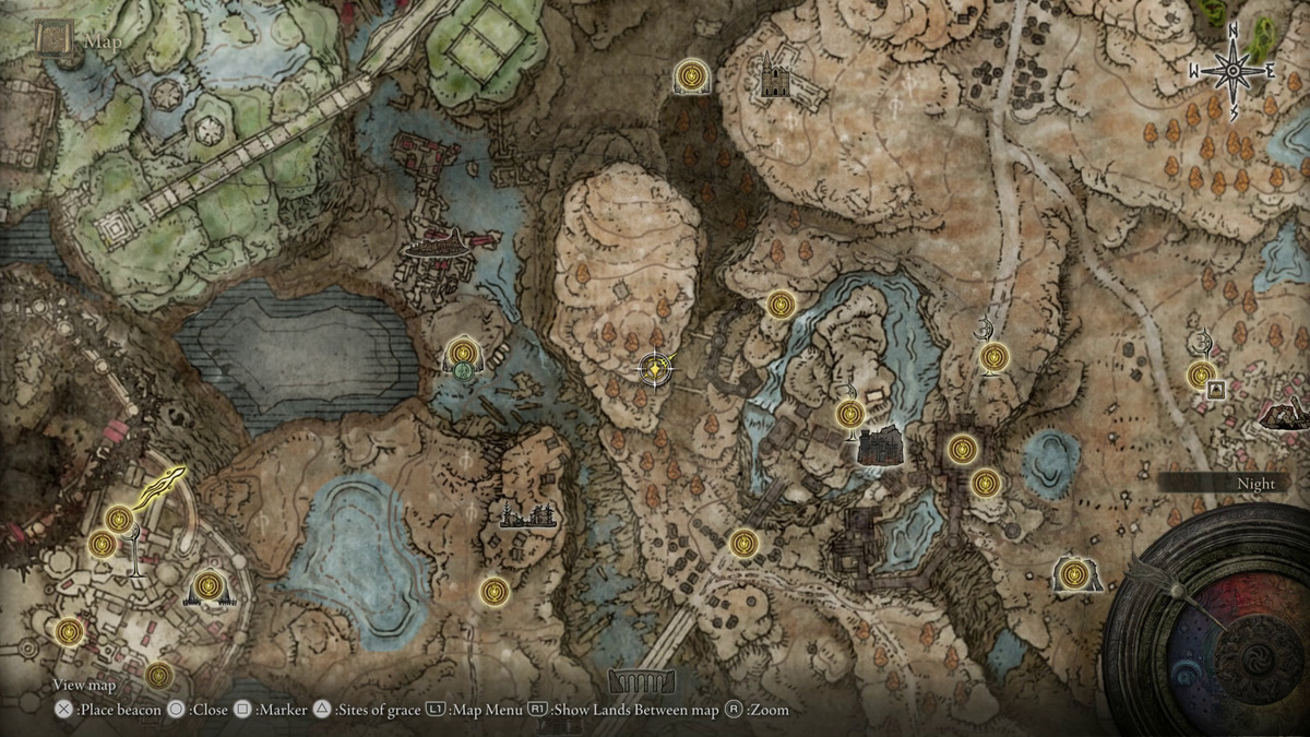 A map showing the location of a boss in Elden Ring: Shadow of the Erdtree