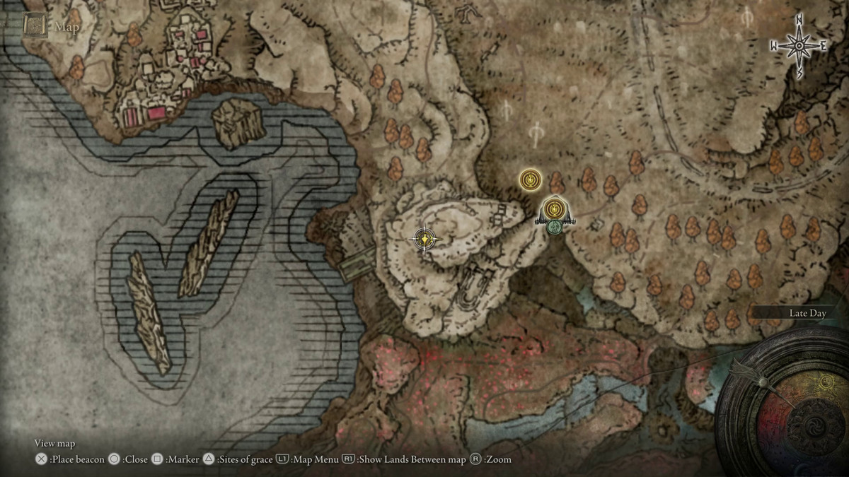 A map showing the location of a boss in Elden Ring: Shadow of the Erdtree