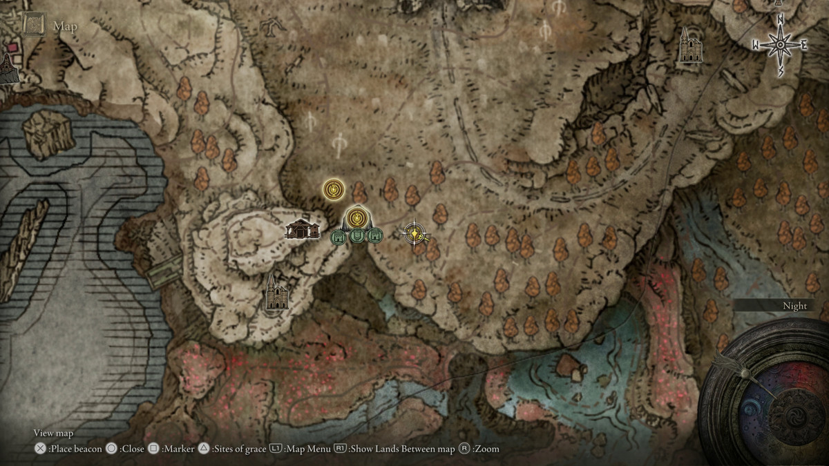 A map showing the location of a boss in Elden Ring: Shadow of the Erdtree