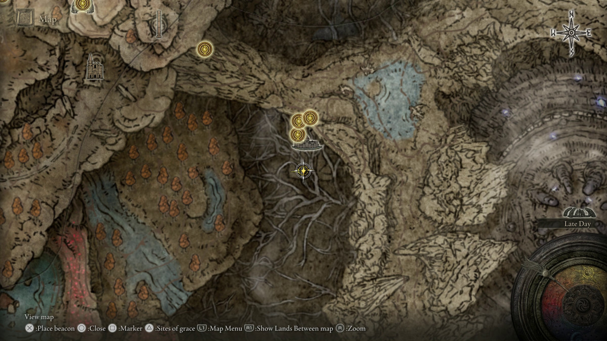 A map showing the location of a boss in Elden Ring: Shadow of the Erdtree