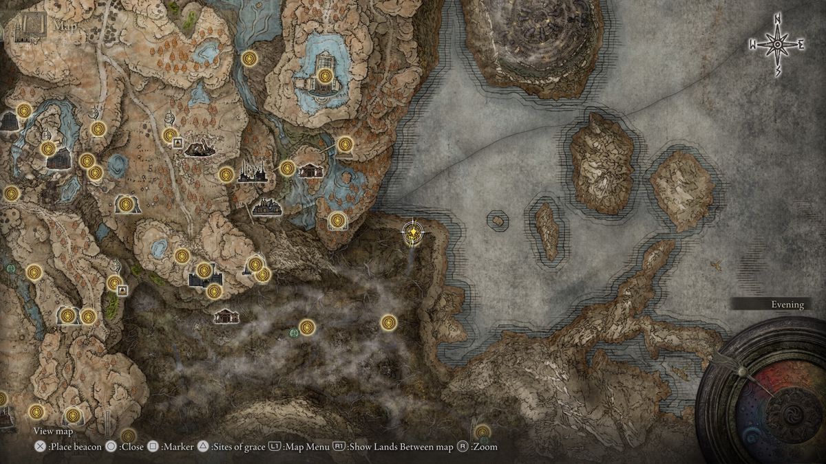 A map showing the location of a boss in Elden Ring: Shadow of the Erdtree