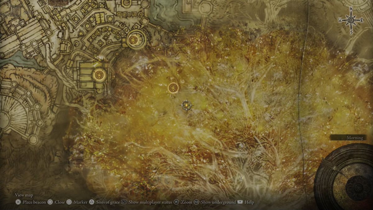 A map shows the location of the Radagon boss fight in Elden Ring.