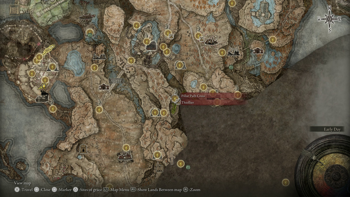 A map showing the location of a weapon in Elden Ring: Shadow of the Erdtree