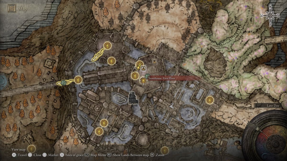 A map showing the location of a weapon in Elden Ring: Shadow of the Erdtree