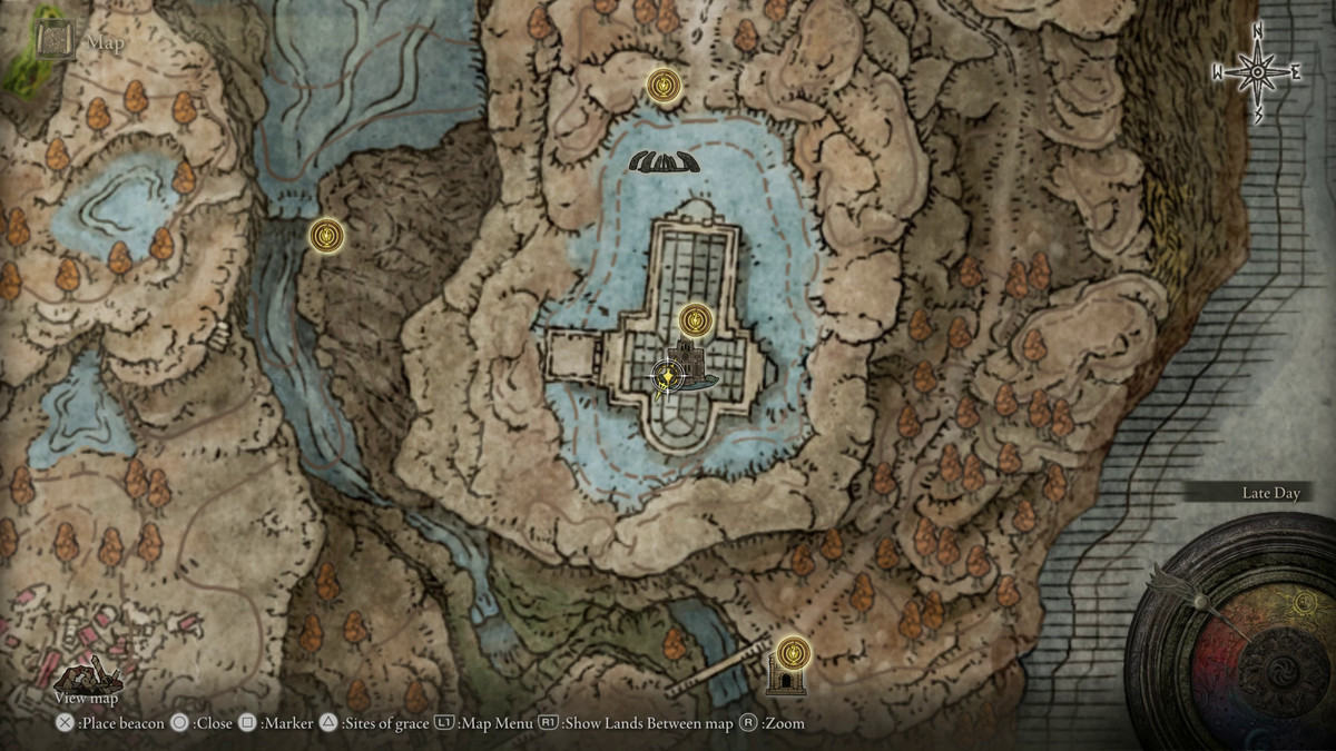 A map showing the location of a weapon in Elden Ring: Shadow of the Erdtree