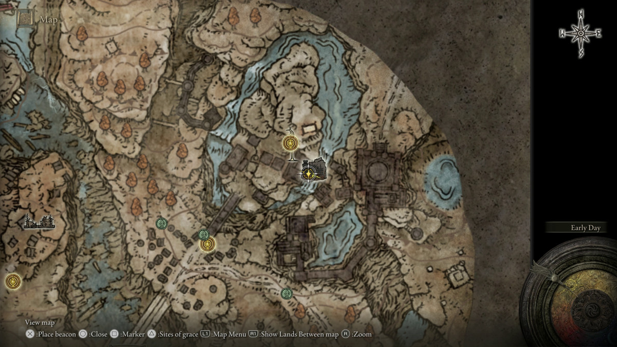 A map showing the location of armor in Elden Ring: Shadow of the Erdtree