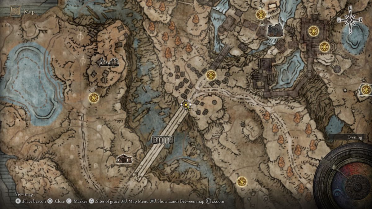 A map showing the location of armor in Elden Ring: Shadow of the Erdtree