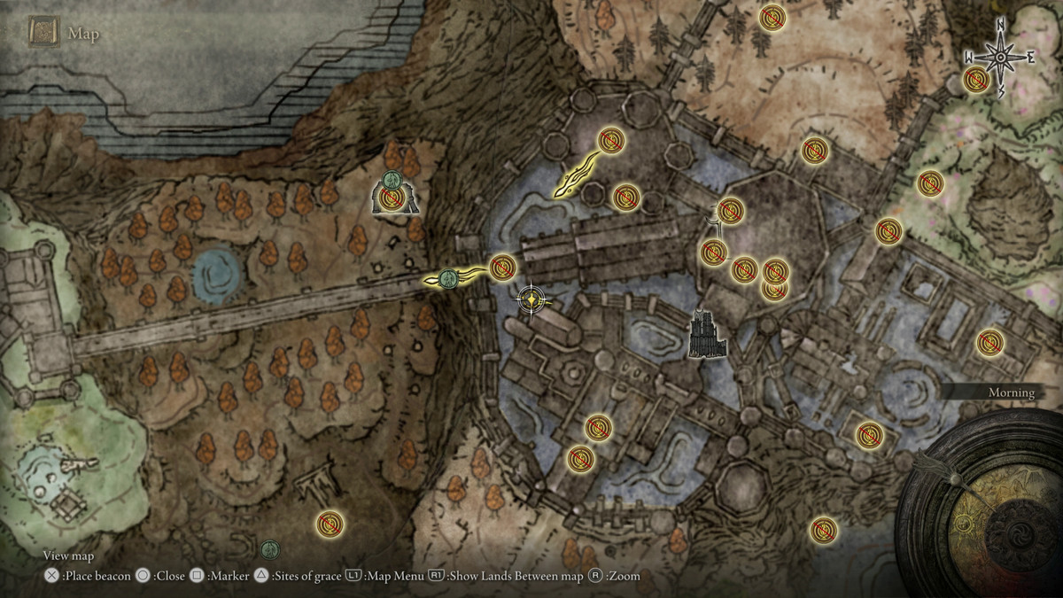 A map showing the location of armor in Elden Ring: Shadow of the Erdtree