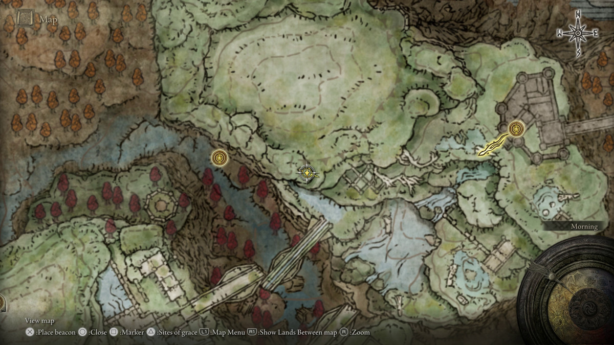 A map showing the location of armor in Elden Ring: Shadow of the Erdtree