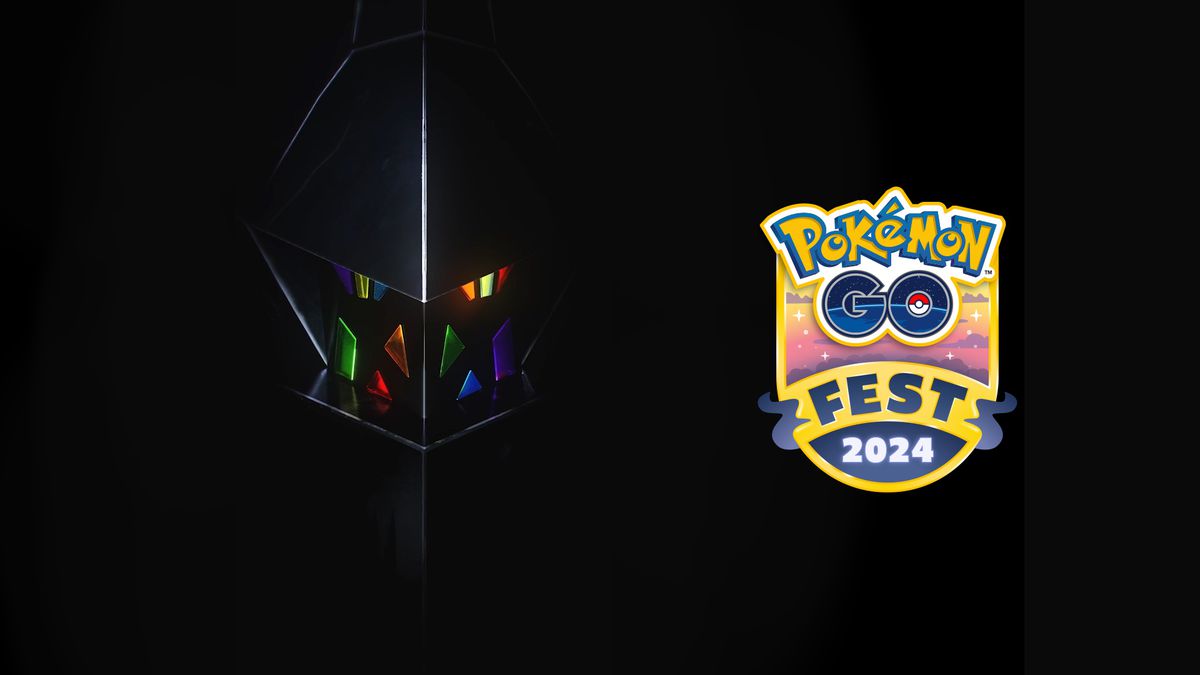 Necrozma’s face emerging from darkness with the Pokémon Go Fest logo