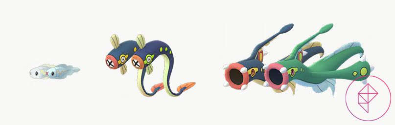 Shiny Tynamo, Eelektrik, and Eelektross with their regular forms in Pokémon Go. Shiny Tynamo becomes a bit more blue, shiny Eelektrik gets a neon green tint, and shiny Eelektross turns more green.