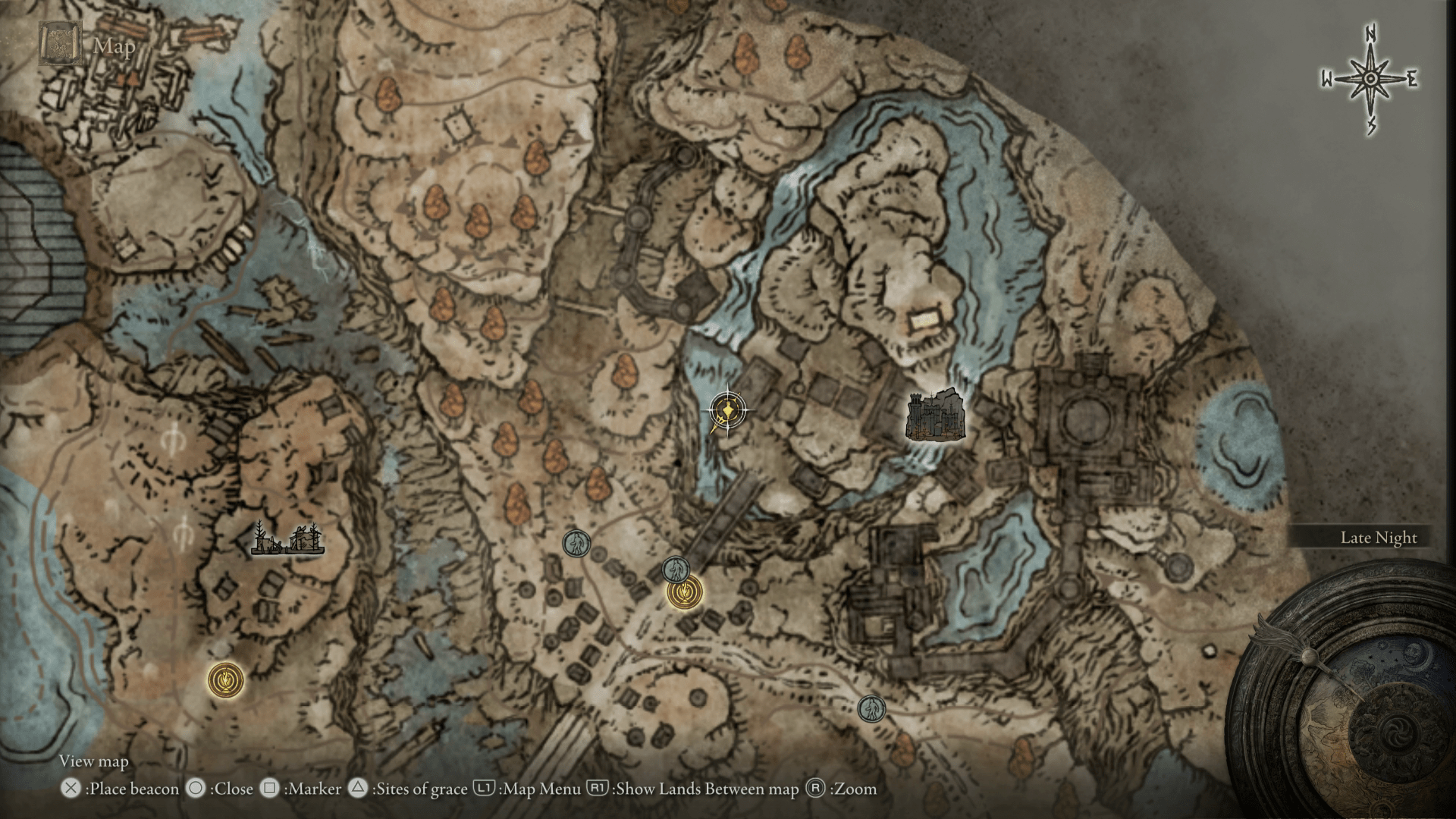 A map showing the location of a weapon in Elden Ring: Shadow of the Erdtree