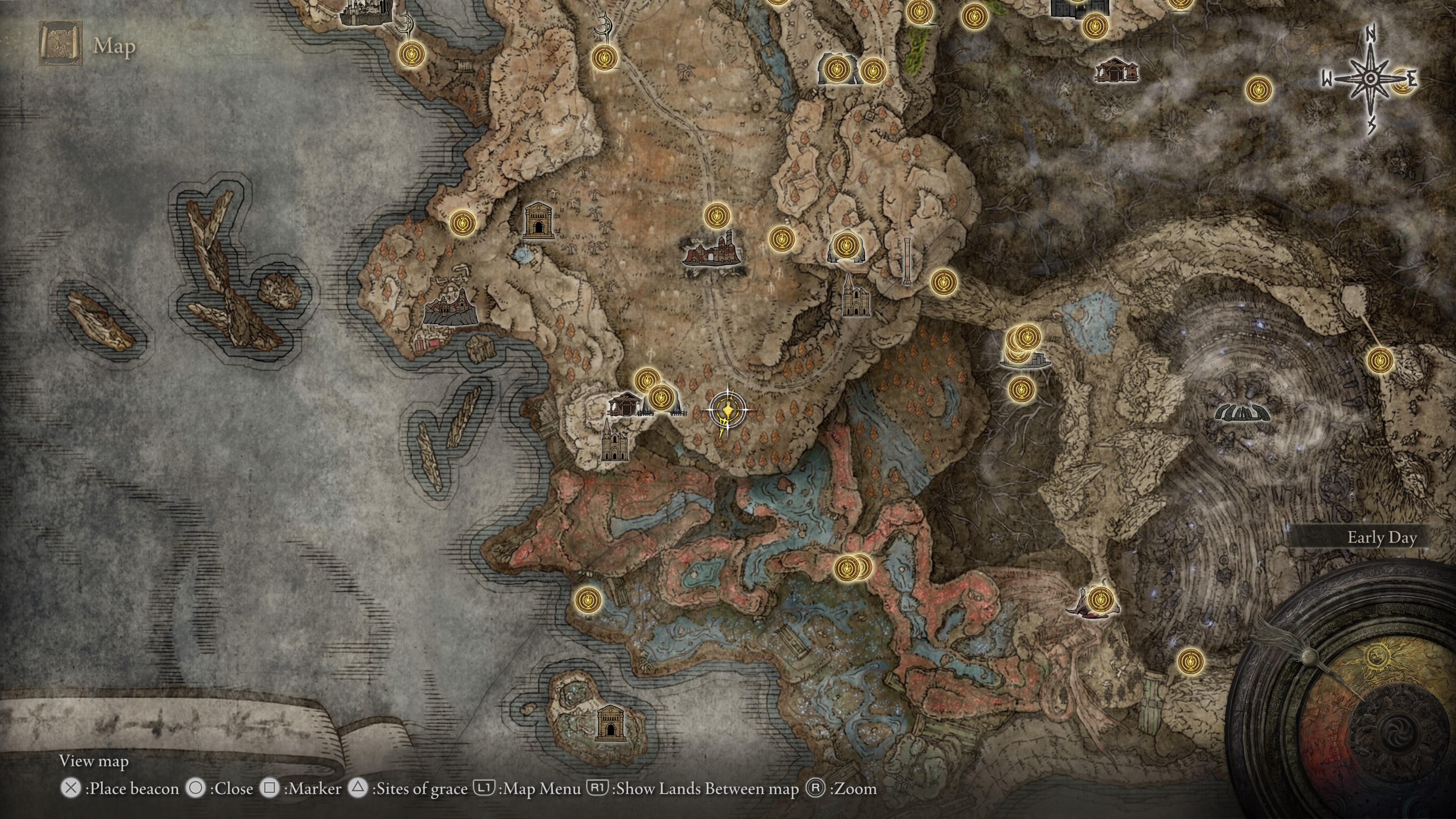 A map showing the location of a weapon in Elden Ring: Shadow of the Erdtree