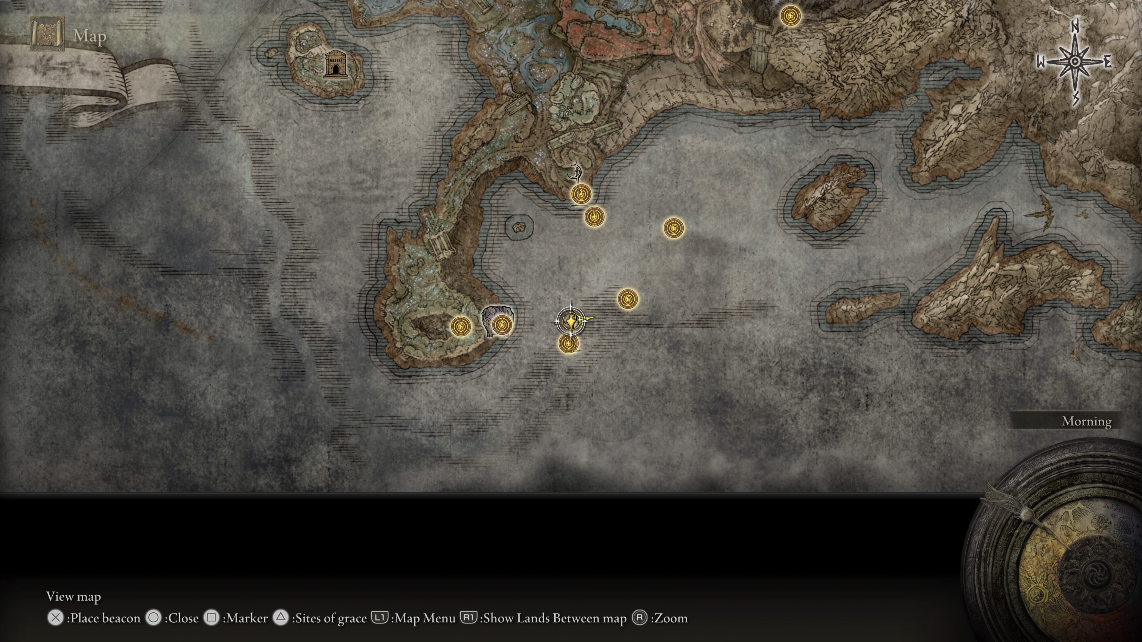 A map showing the location of a weapon in Elden Ring: Shadow of the Erdtree