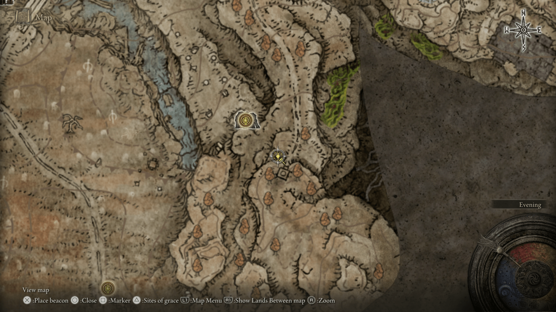 A map showing the location of a weapon in Elden Ring: Shadow of the Erdtree