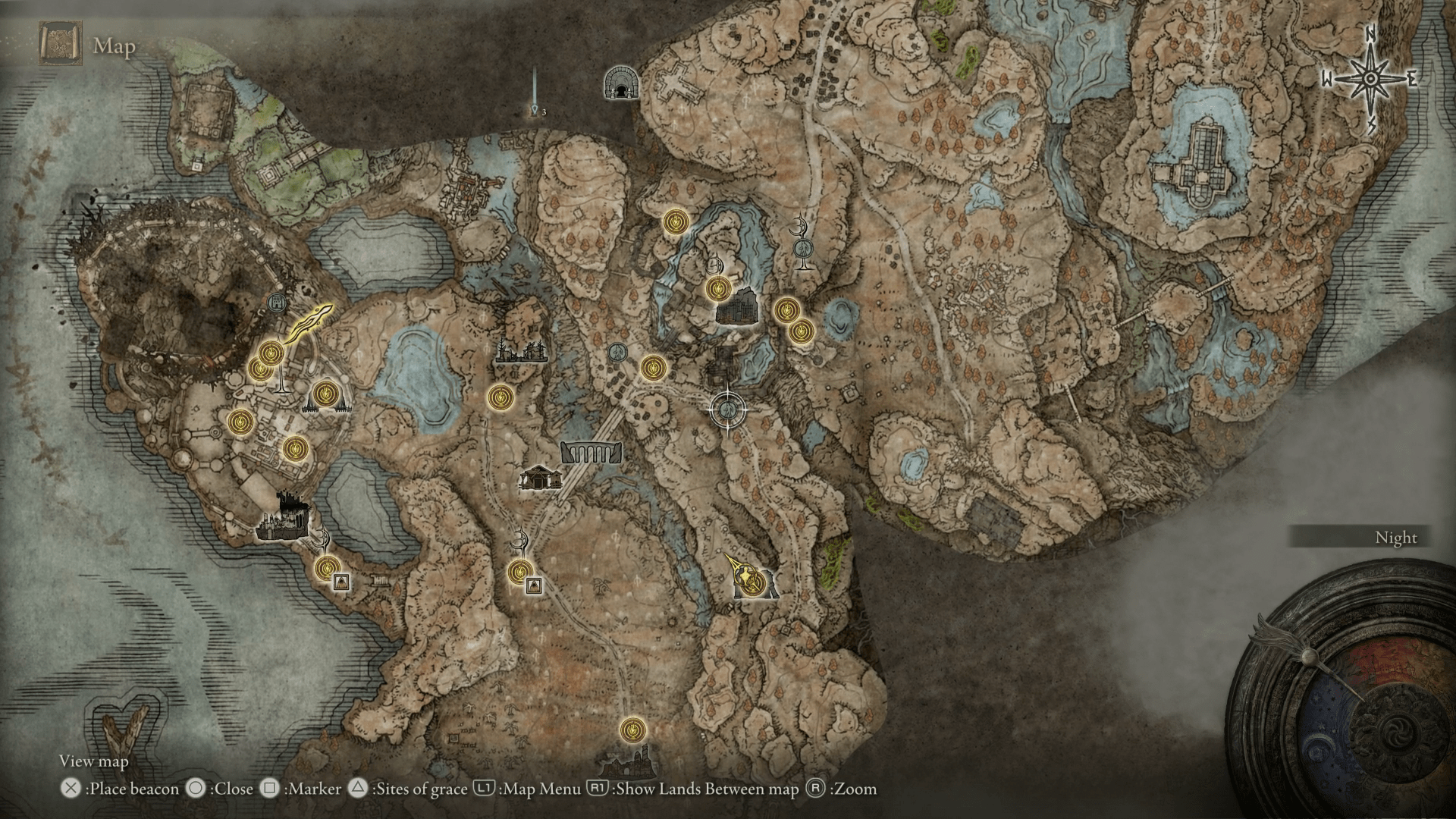 A map showing the location of a weapon in Elden Ring: Shadow of the Erdtree