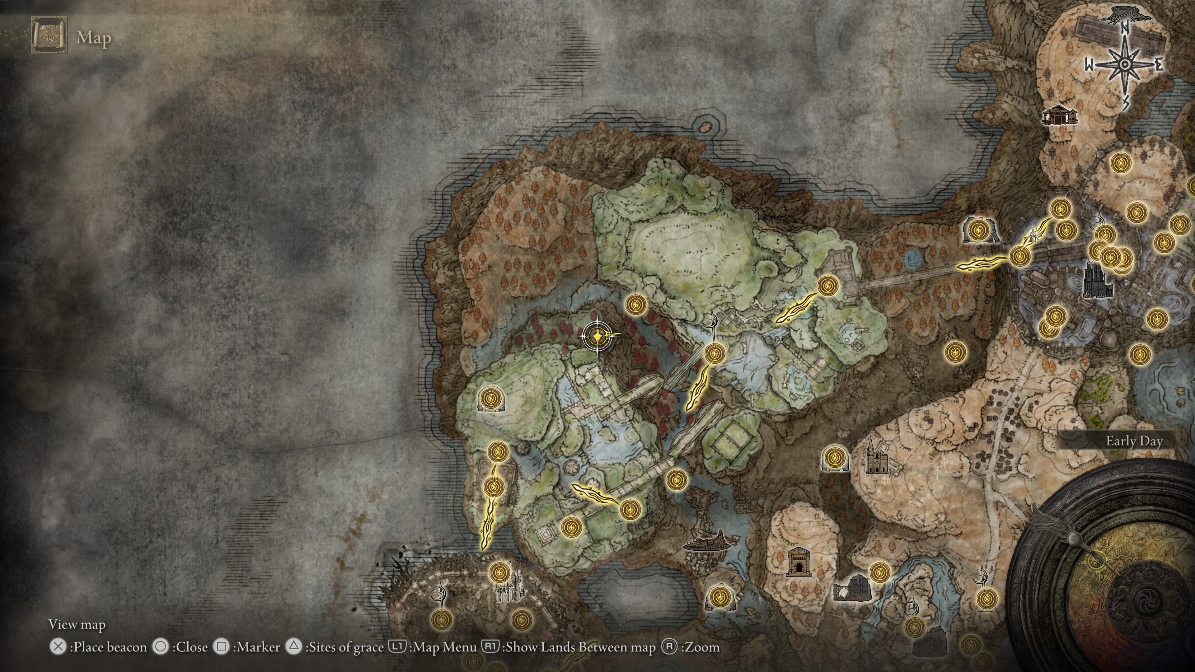 A map showing the location of a weapon in Elden Ring: Shadow of the Erdtree