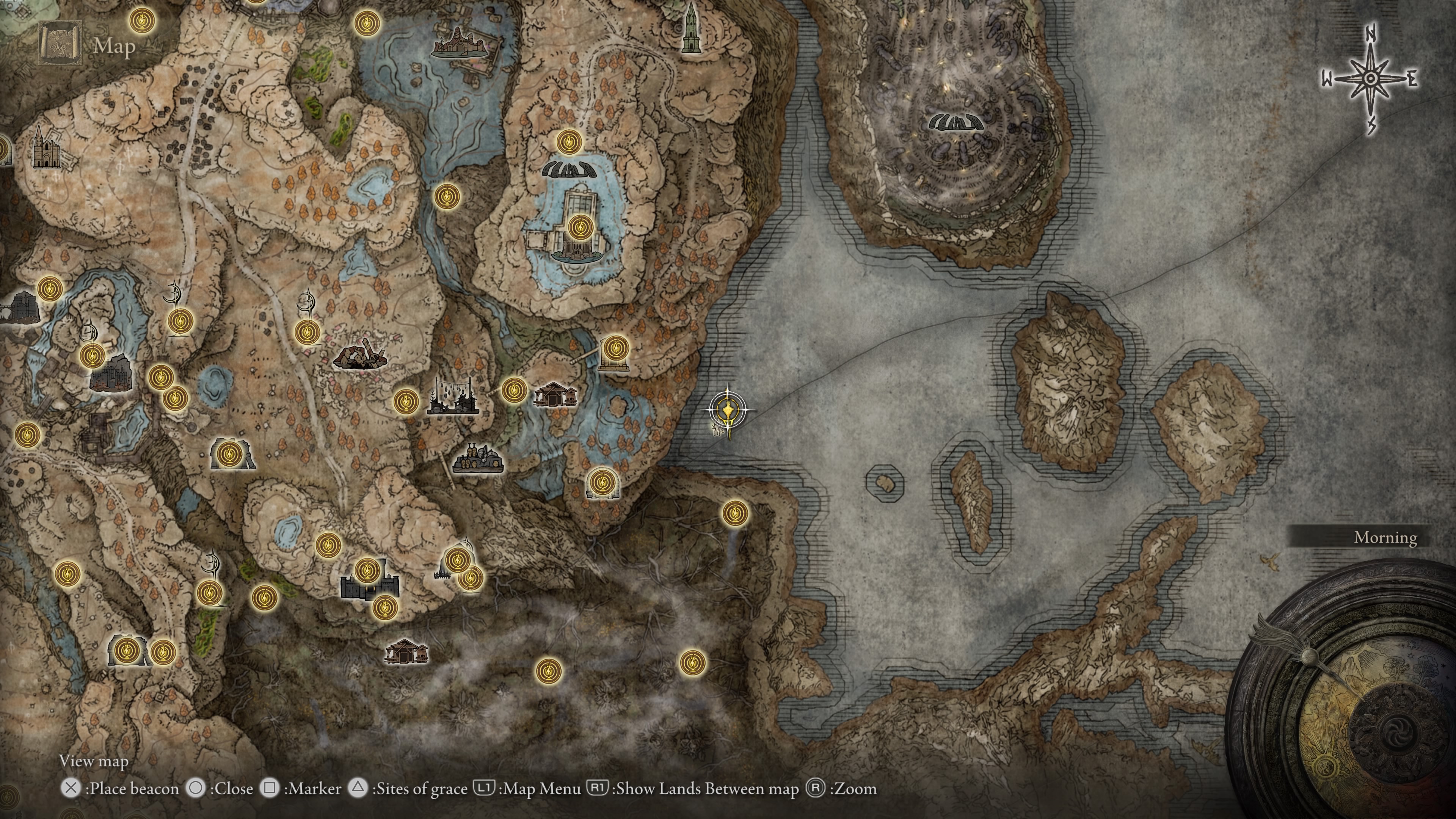 A map showing the location of a weapon in Elden Ring: Shadow of the Erdtree