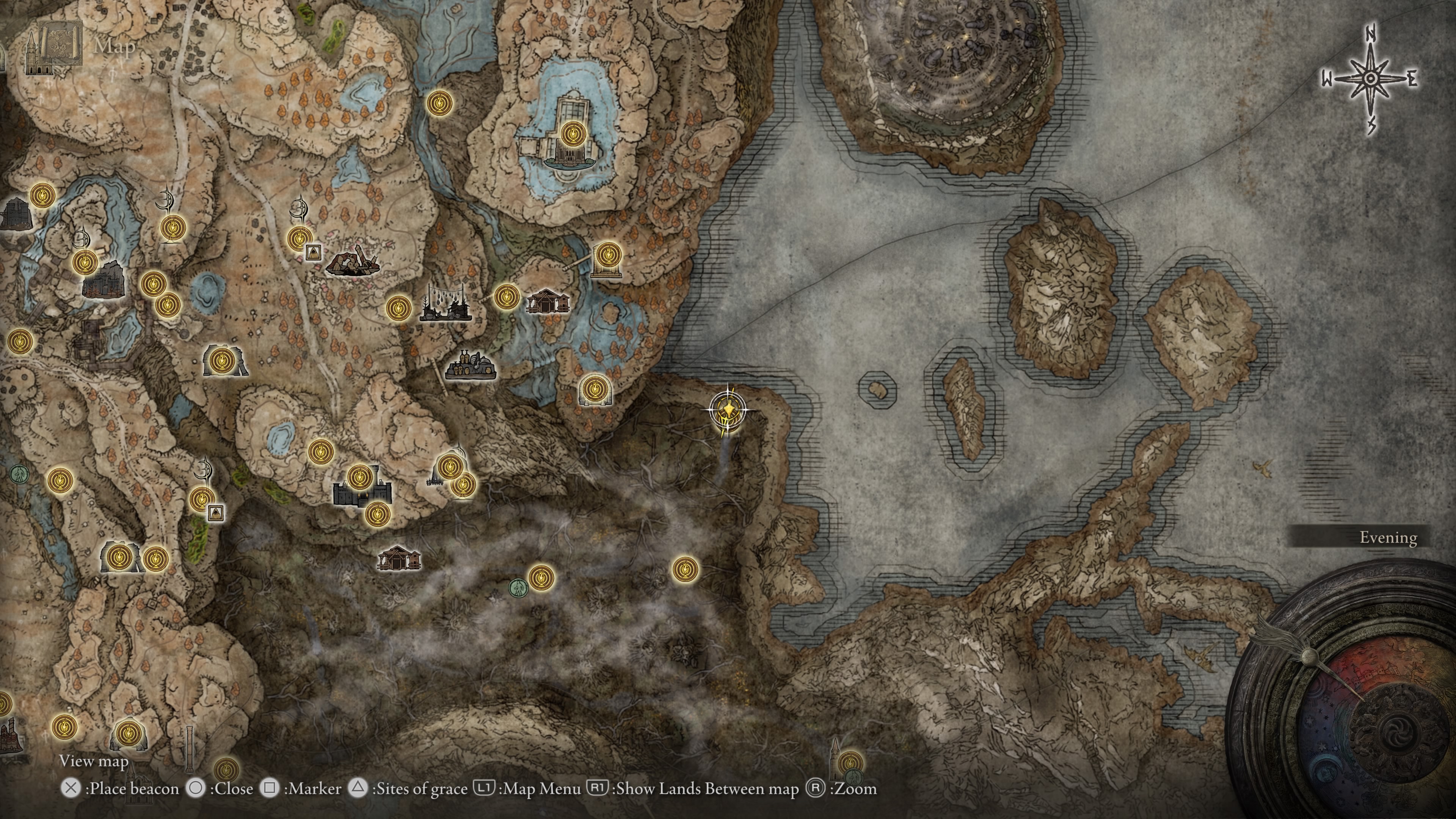 A map showing the location of a weapon in Elden Ring: Shadow of the Erdtree