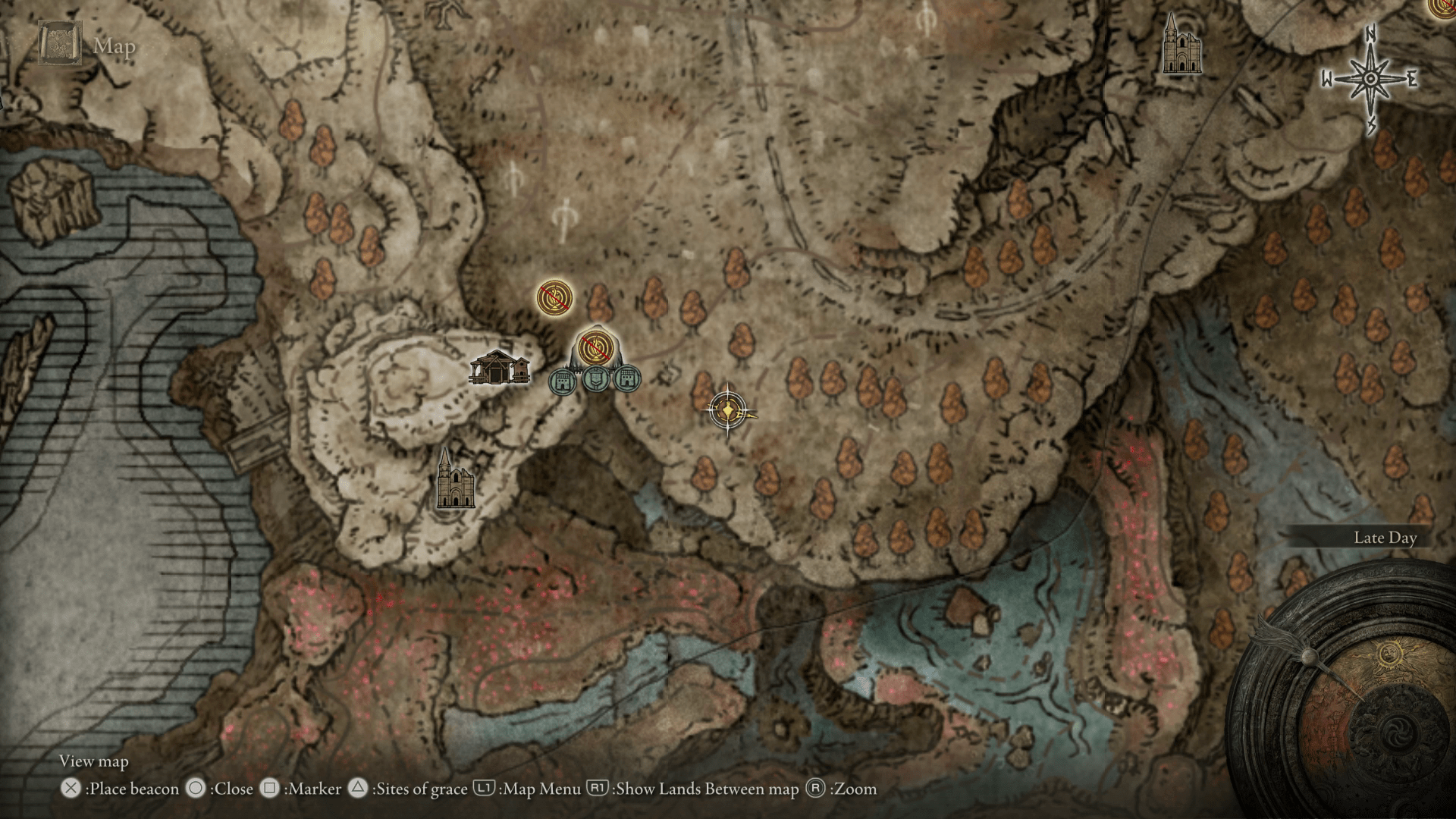 A map showing the location of a weapon in Elden Ring: Shadow of the Erdtree