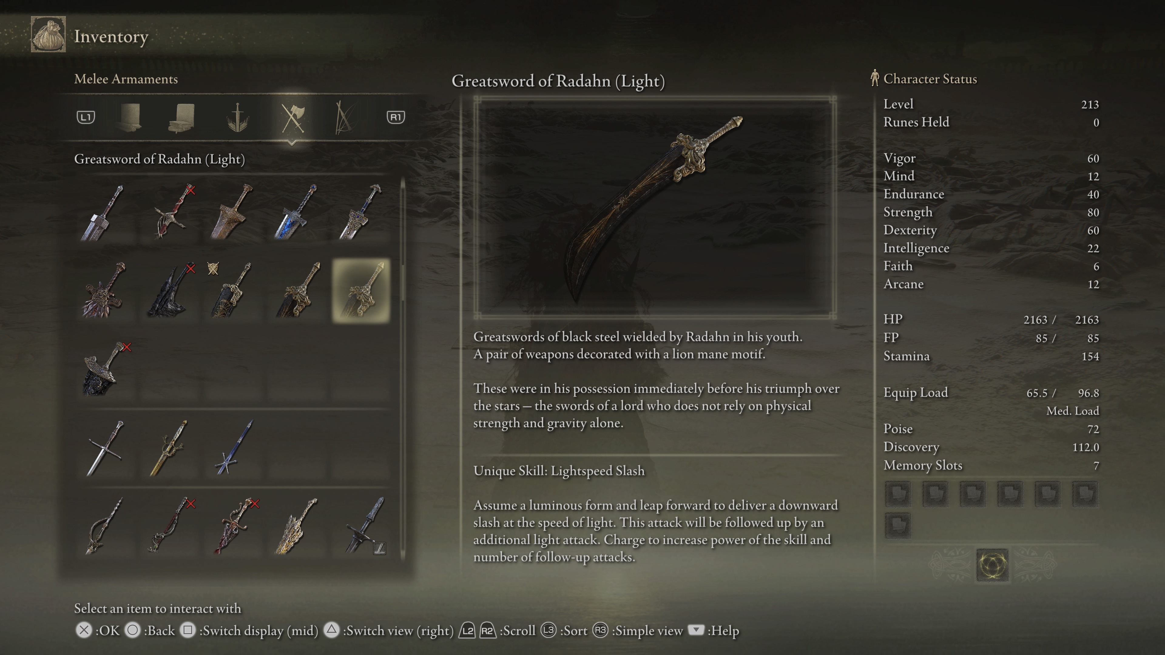 An menu image for the Greatsword of Radahn weapon in Elden Ring: Shadow of the Erdtree