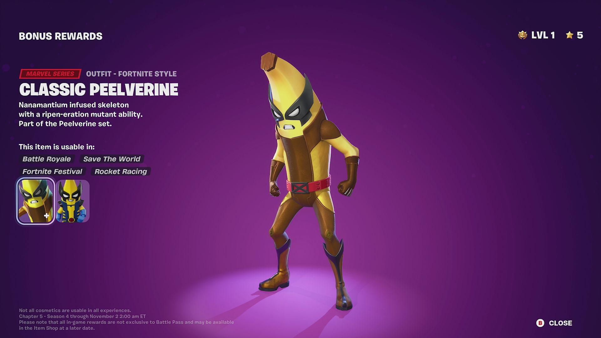 Classic Peelverine skin in Fortnite