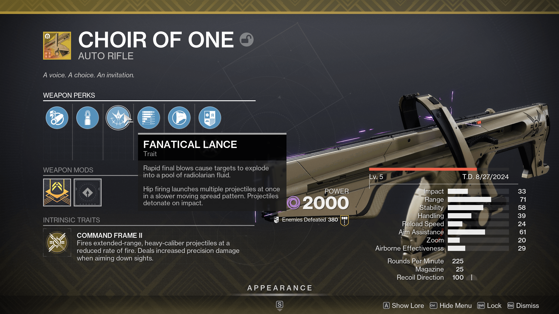 A look at the Choir of One Exotic’s perks in Destiny 2