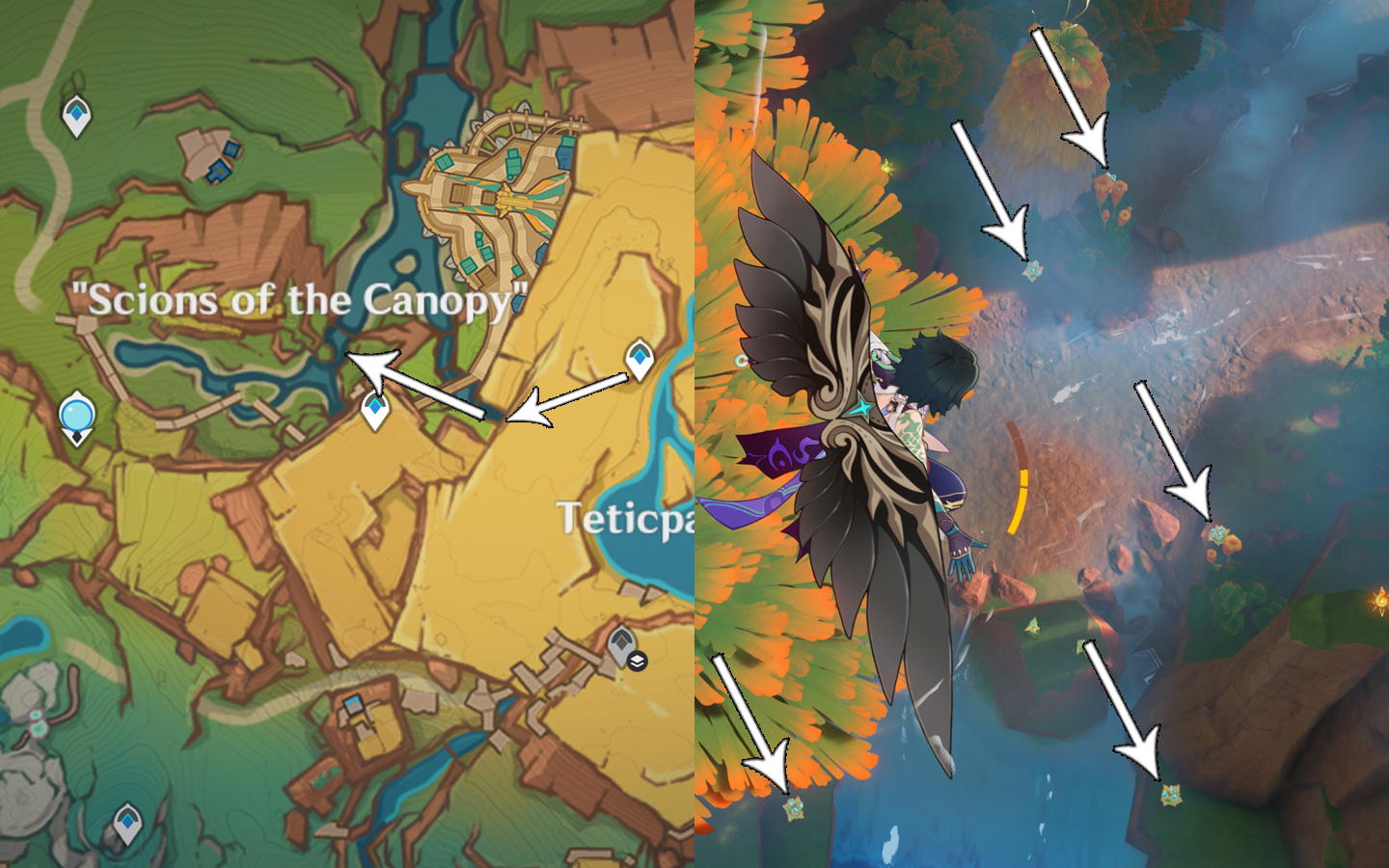 A graphic shows the best farming route for Quenepa Berries in Genshin Impact