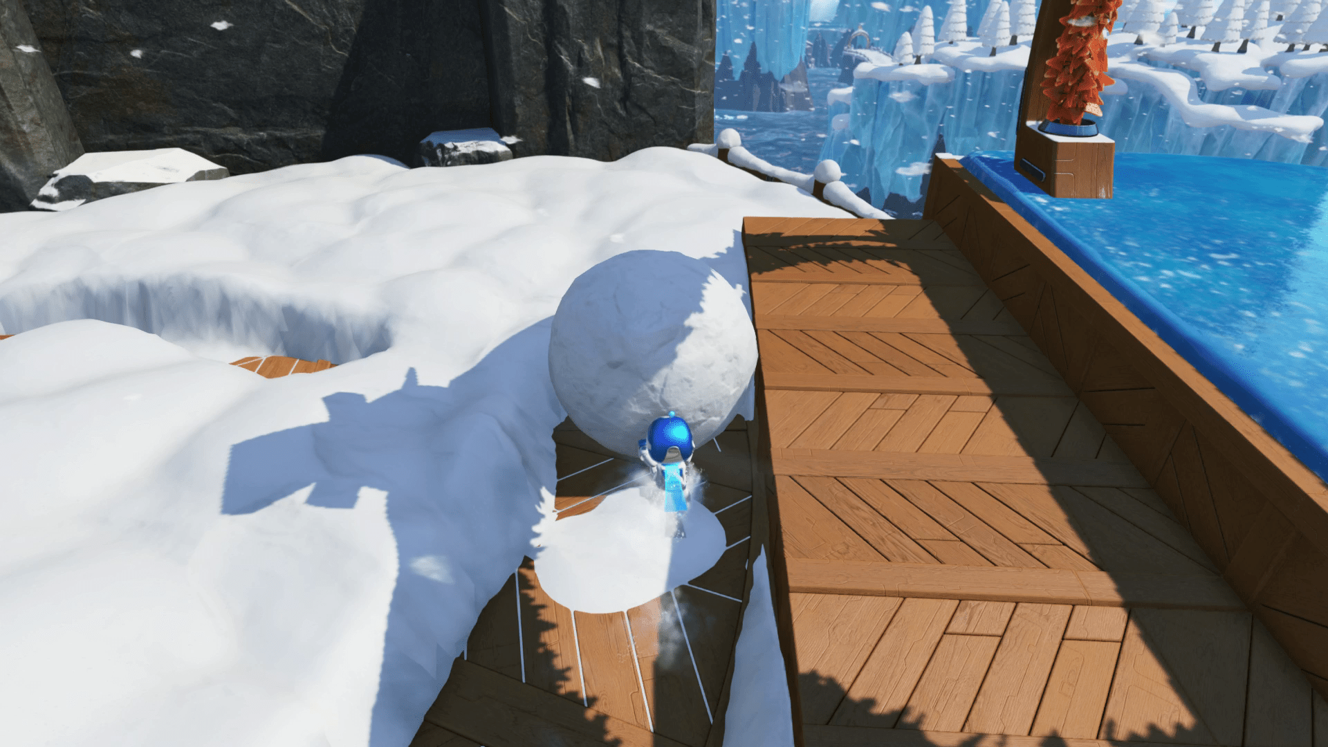 Astro searches for the hidden level in Frozen Meal in Astro Bot