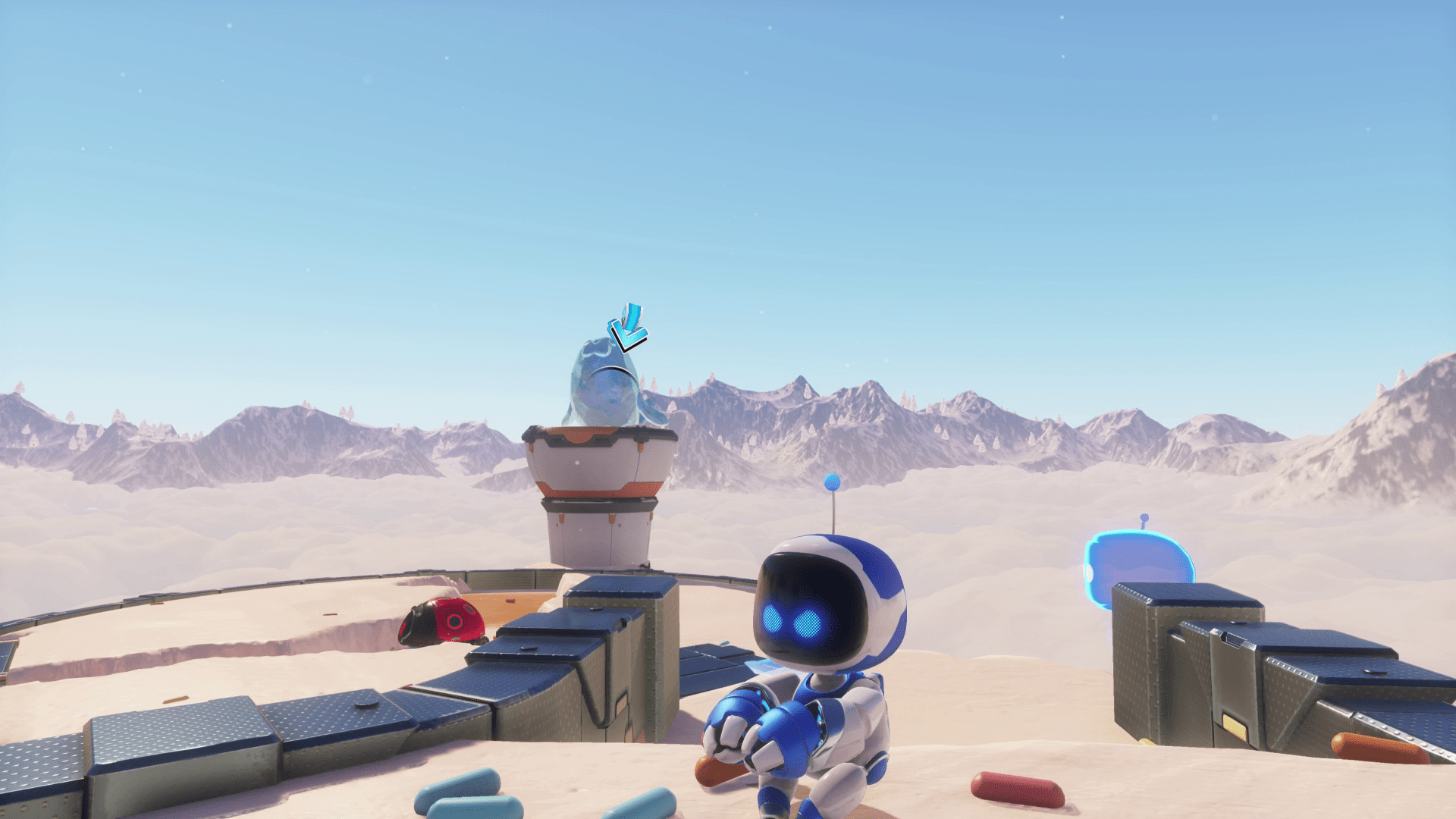 Astro searches for the hidden level in Creamy Canyon in Astro Bot