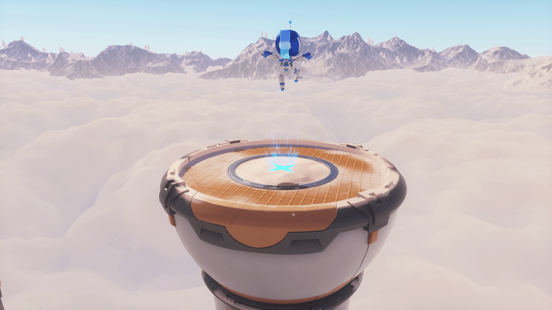 Astro searches for the hidden level in Creamy Canyon in Astro Bot