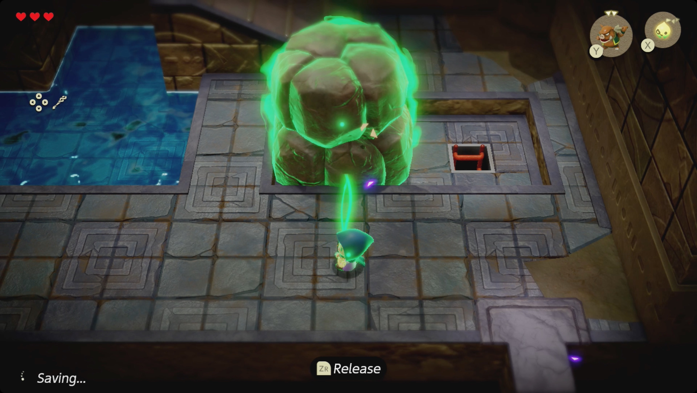 Zelda: Echoes of Wisdom Zelda using Bind to move a huge boulder